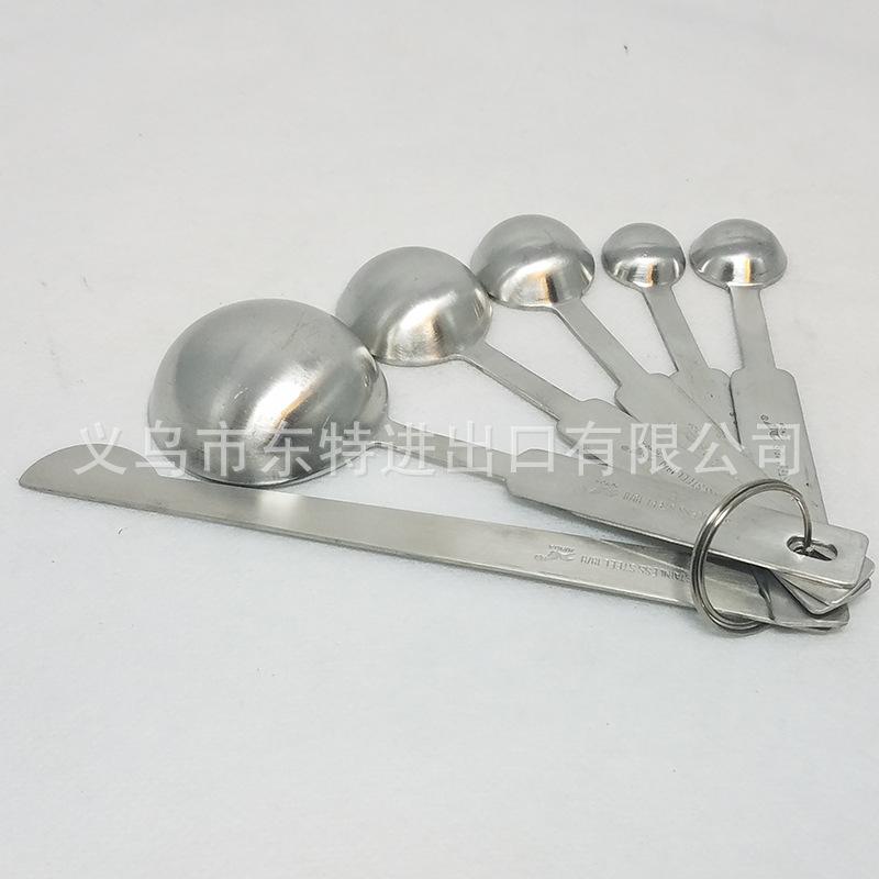 Factory direct sales of stainless steel measuring spoons with rulers, 6-piece set, measuring spoon set, thickened and brushed seasoning spoons