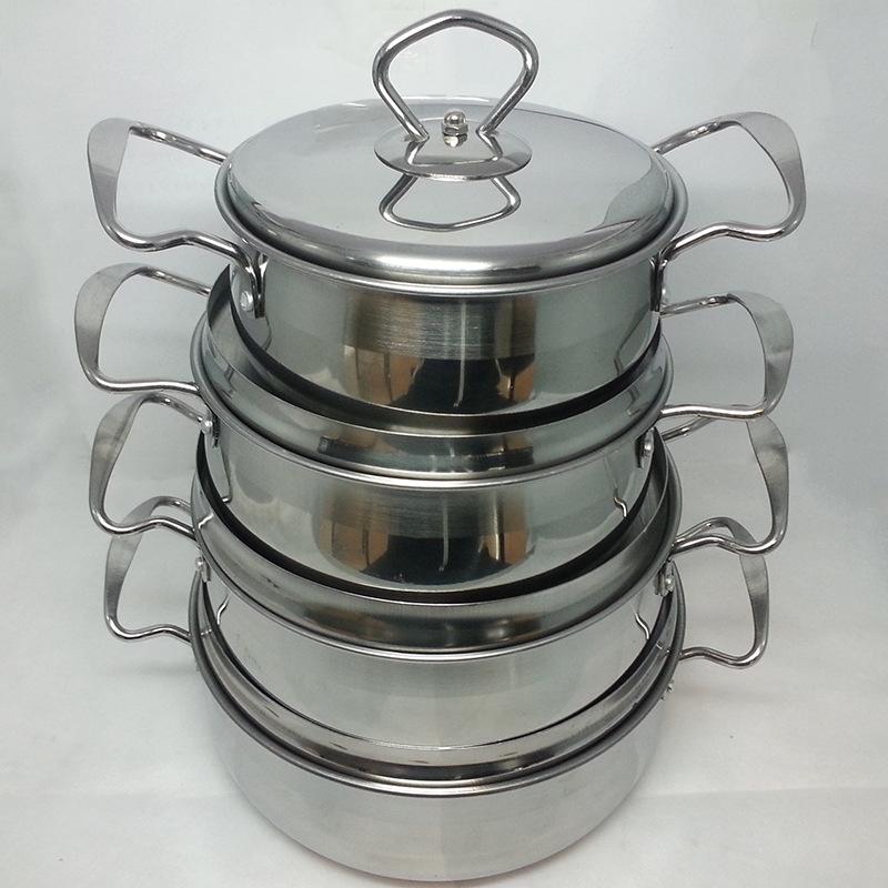 Factory direct sales of stainless steel pot set, four-piece set, wire ear pot, all-steel lid, household multi-purpose stewing and soup pot details Picture