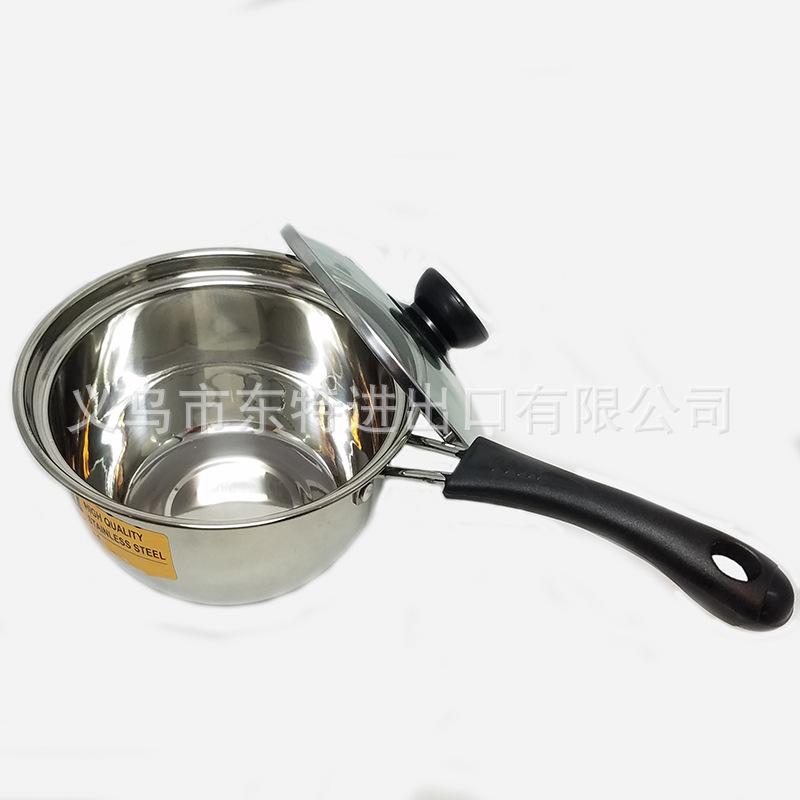 Factory direct sales of stainless steel milk pot three-piece set, Korean-style glass lid gift pot, single-handle multi-functional milk pot undefined