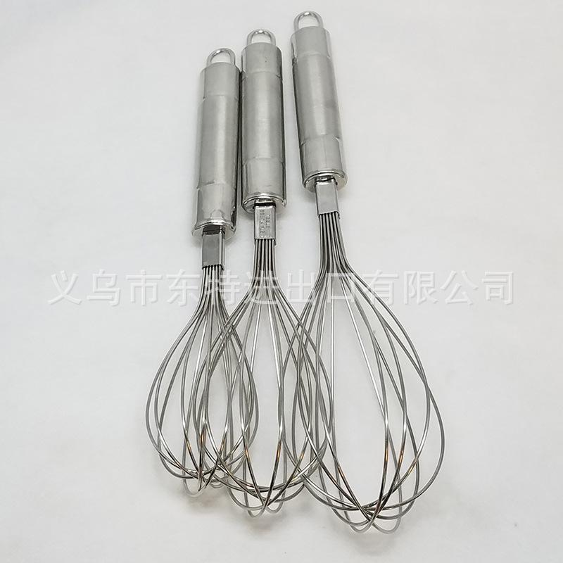 Factory direct sales of stainless steel double-head bright egg beater, steel-handled household baking supplies, manual egg beater Item Picture