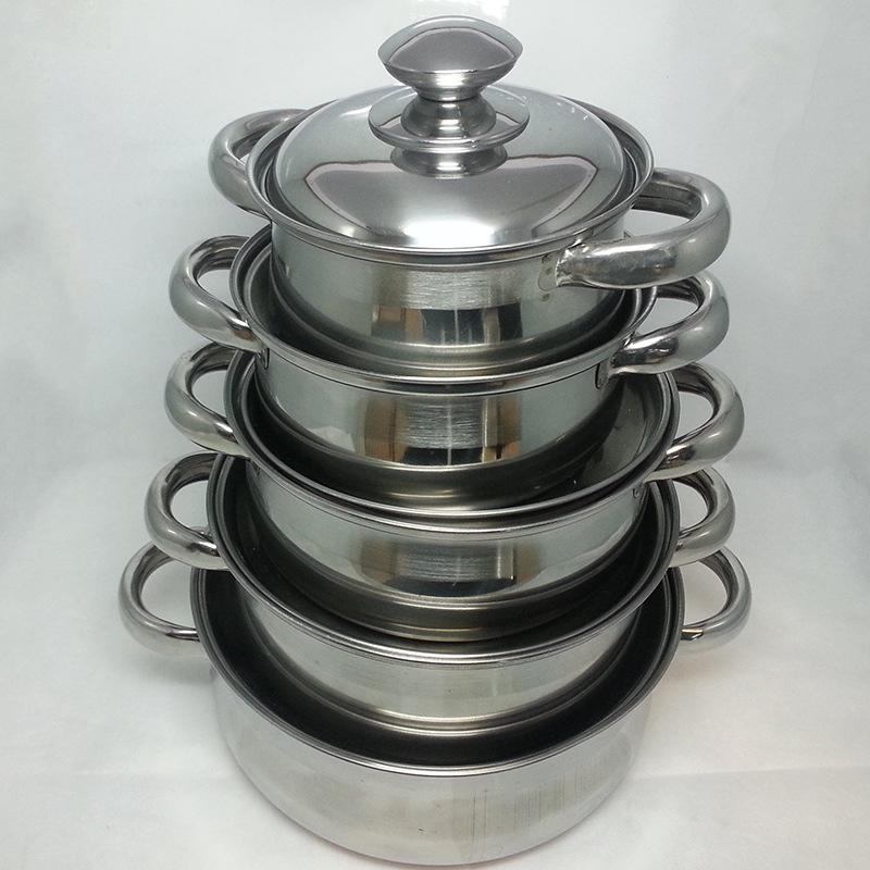 Factory direct sales of stainless steel American-style pot sets, four-piece sets, all-steel LIDS and steel handles, soup POTS, household stewing POTS