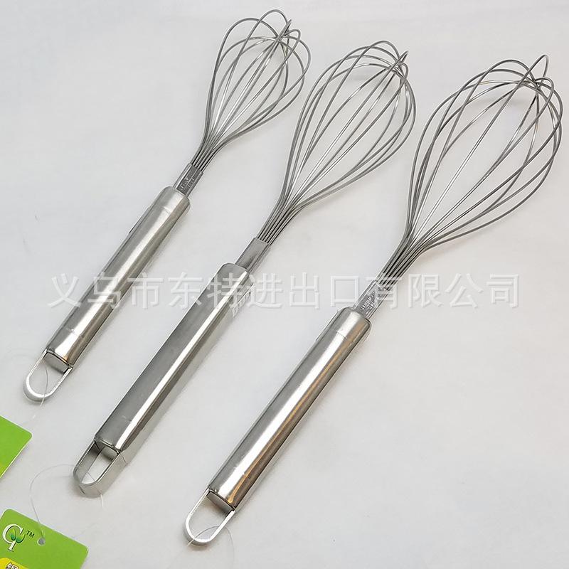 Factory direct sales of stainless steel egg beaters with large steel handles, household baking supplies, manual egg beaters Specification image