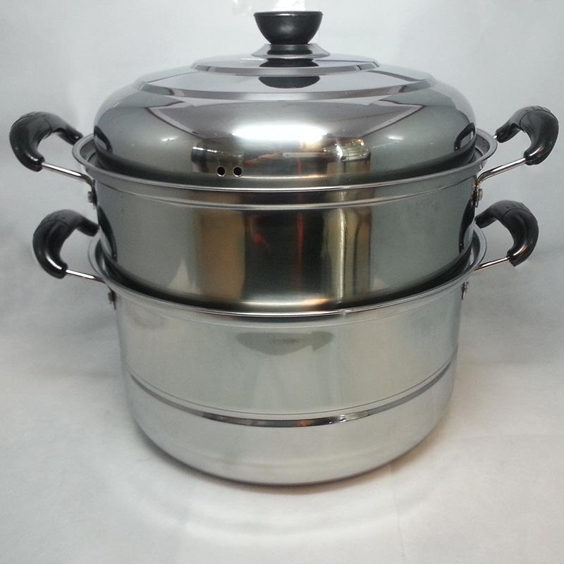 Factory direct sales of stainless steel magnetic double-layer single-grate steamers, wholesale of goods from street stalls and around the world, all-steel lid steamers details Picture