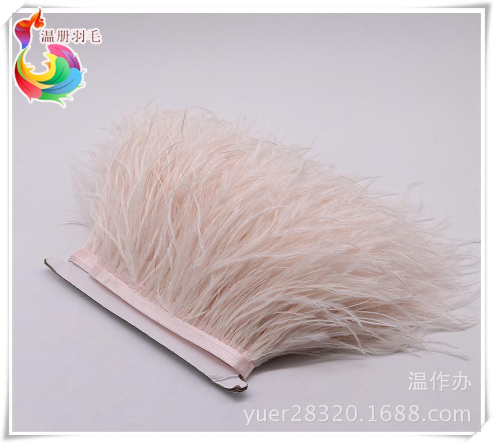 温册羽毛厂家现货批发各种羽毛花边多颜色鸵鸟毛布边肉粉色1米起细节图