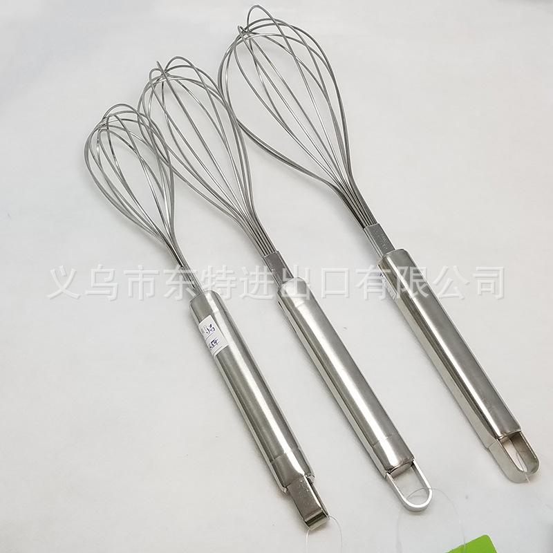 Factory direct sales of stainless steel egg beaters with large steel handles, household baking supplies, manual egg beaters details Picture