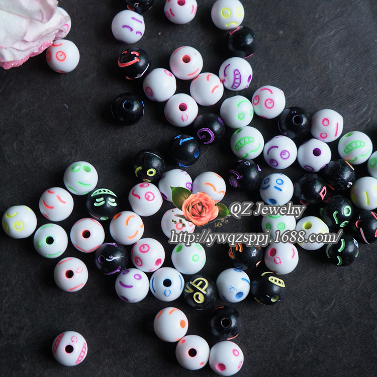 Alibaba Special Sale Children's handcrafted beaded educational toy accessories Solid color acrylic smiling face beads factory direct sales
