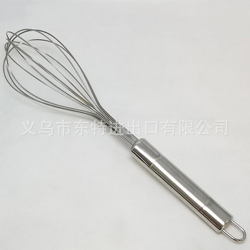 Factory direct sales of stainless steel double-head bright egg beater, steel-handled household baking supplies, manual egg beater details Picture