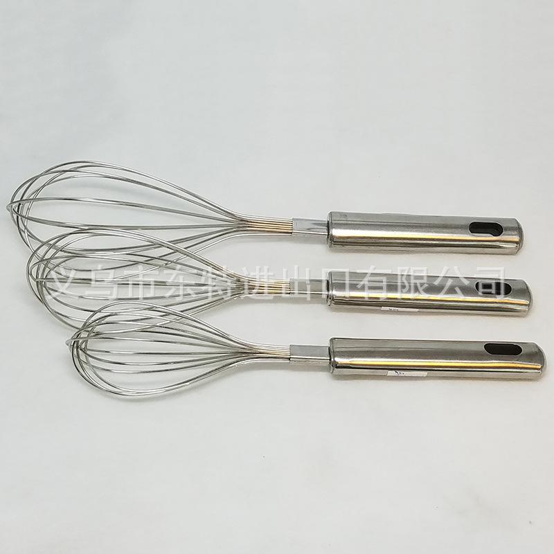 Factory direct sales of stainless steel nine-bead egg beater, steel-handled household baking supplies, manual egg beater details Picture