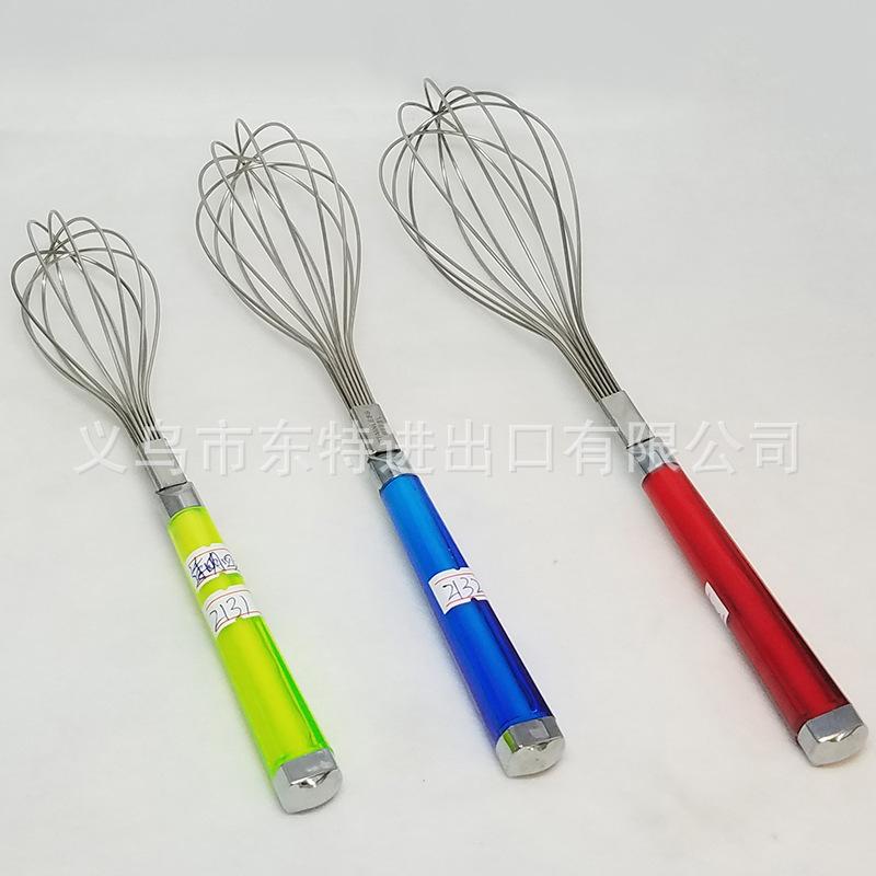 Factory direct sales of stainless steel egg beaters with transparent plastic handles, household baking supplies, manual egg beaters Item Picture