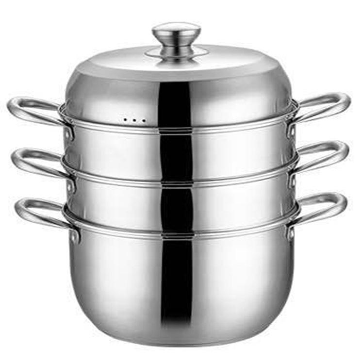 The manufacturer's stainless steel steamer with a three-layer steamer at the bottom, a 26cm multi-functional steaming rack for home use, and a gift steamer