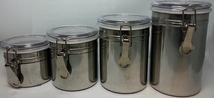 厂家直销不锈钢保鲜罐4寸密封茶叶罐家用干货五谷杂粮礼品4件套细节图