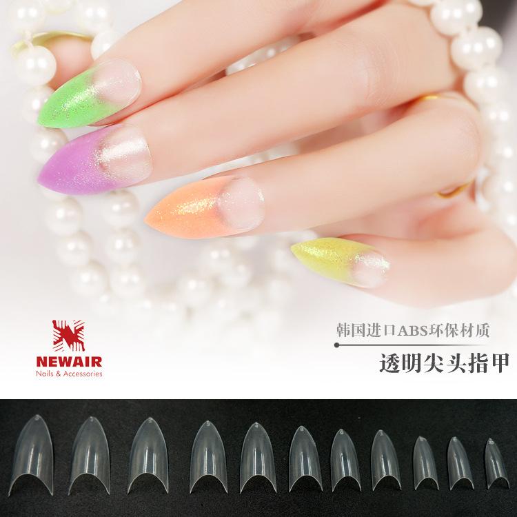 外贸尖头假指甲贴片 美甲成品白色指甲diy 现货批发