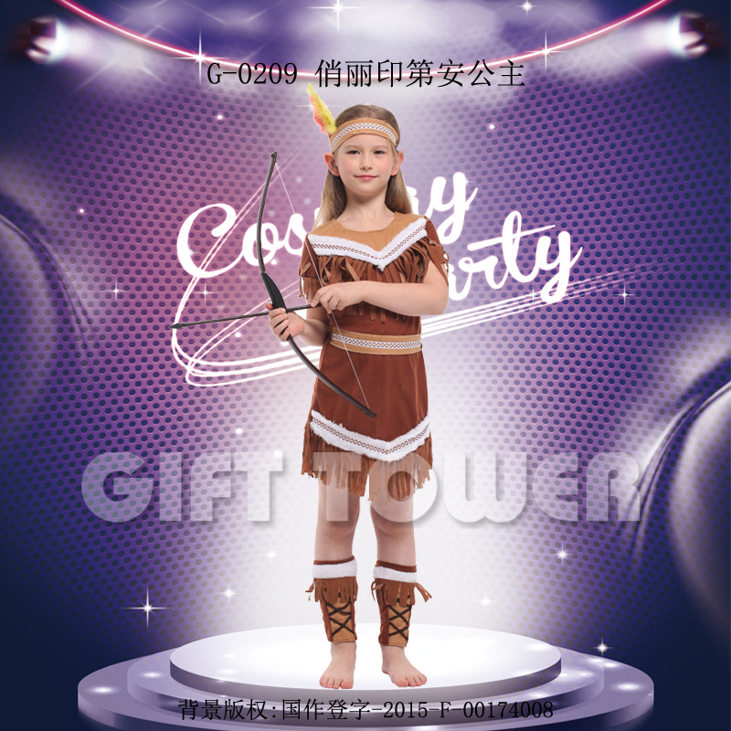 焕佑狂欢节服装化妆舞会英雄表演服装,G-0209俏丽印第安公主