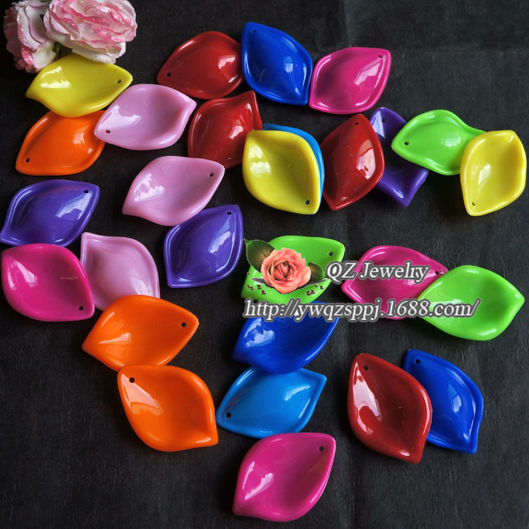 厂家直销28*40mm 彩色亚克力玫瑰花朵珠 diy手工成品装饰配件材料