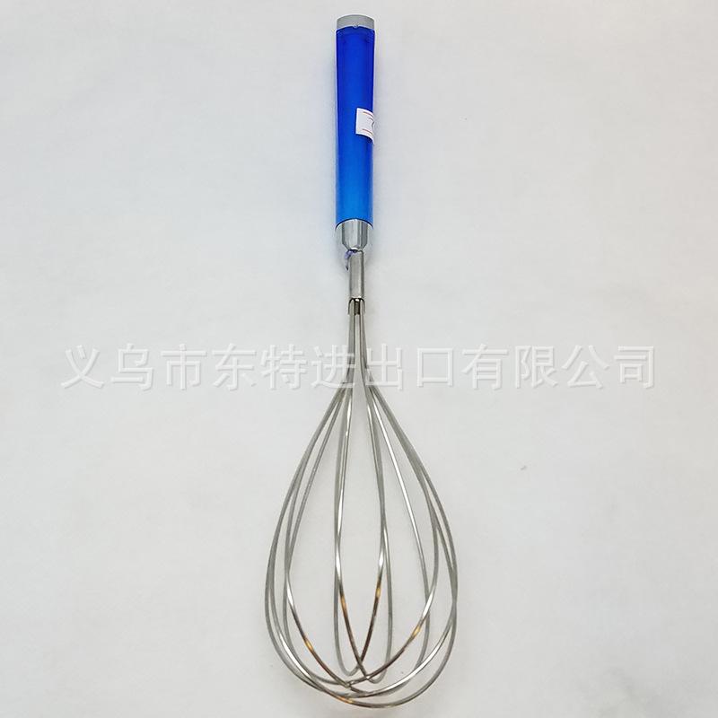 Factory direct sales of stainless steel egg beaters with transparent plastic handles, household baking supplies, manual egg beaters details Picture