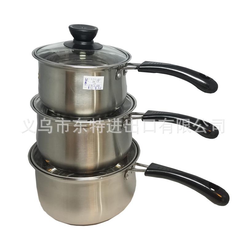 Factory direct sales of stainless steel three-piece sets, milk pot, steel lid, baby food pot, noodle pot, household milk pot sets undefined