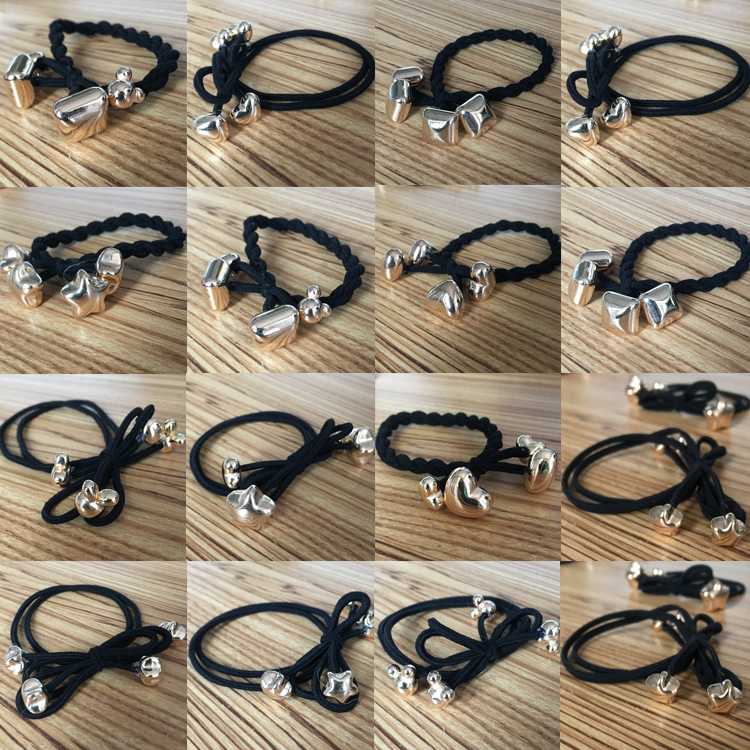 Factory direct sales of single-hole irregular-shaped hair band and hair rope accessories, as well as wholesale of heart-shaped electroplated bead hair accessory accessories Specification image