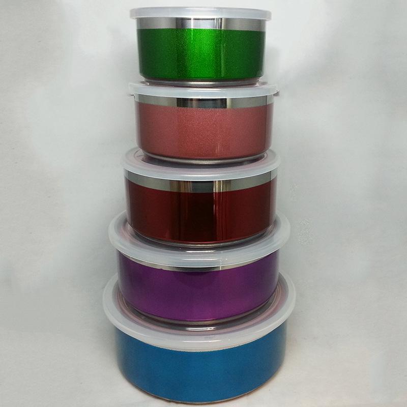 Factory direct sales of 5-piece stainless steel colorful preservation boxes, thickened sealed boxes, and boxes for dried fruits, grains and cereals
