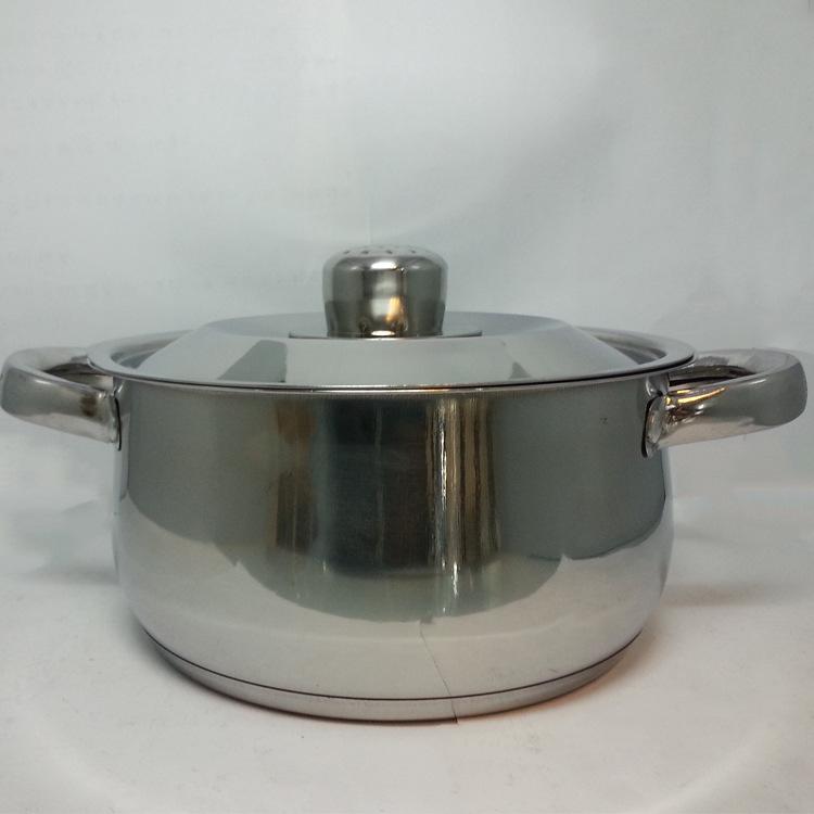 Factory direct sales of stainless steel double-bottom double-ear six-piece set strawberry soup pot, home stewing pot, all-steel lid gift pot set details Picture
