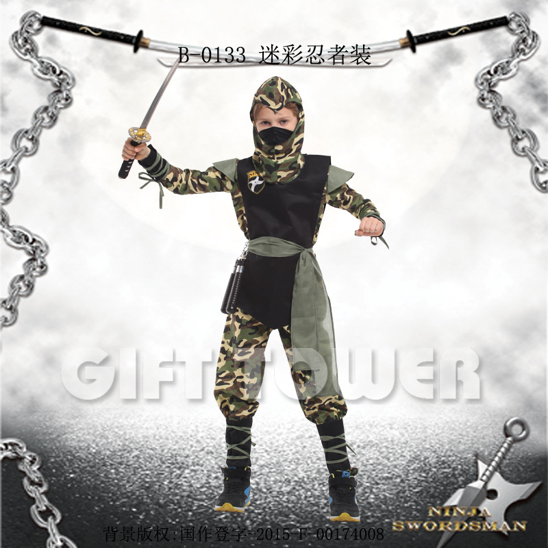 Hwan-woo Cape Carnival Costume, Masquerade Ball Hero Performance costume,B-0133 Camouflage Ninja Costume, Role-playing costume