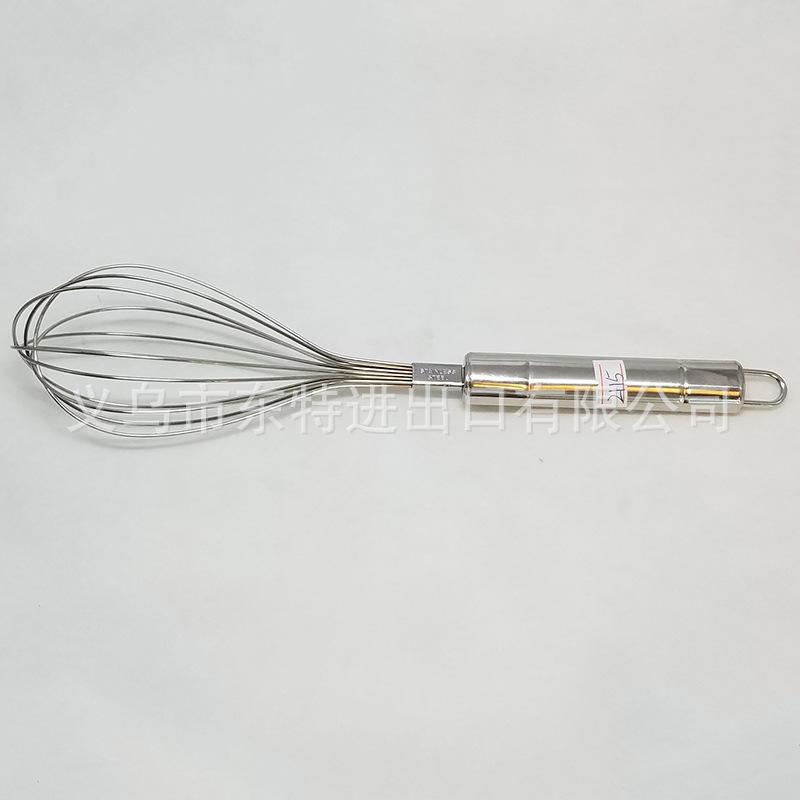 Factory direct sales of stainless steel double-head bright egg beater, steel-handled household baking supplies, manual egg beater