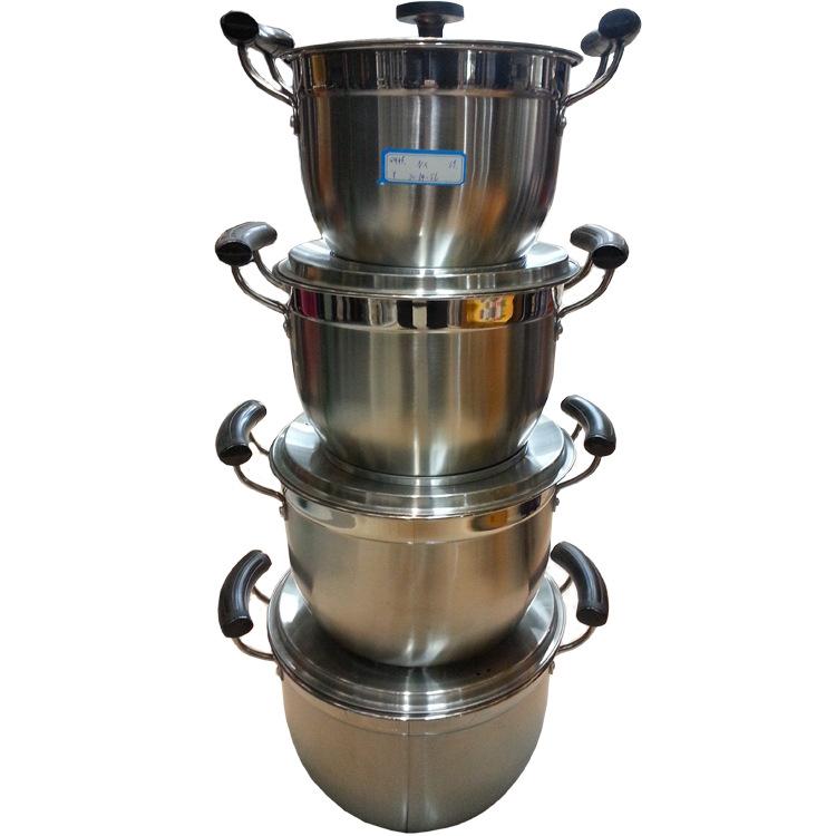 Factory direct sales of stainless steel soup pot, Korean-style single-bottom pot, household multi-functional double-ear soup pot, stewing pot, four-piece set details Picture
