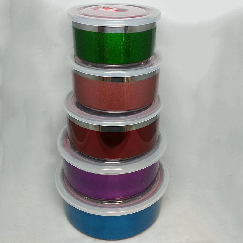 Factory direct sales of 5-piece stainless steel colorful preservation boxes, thickened sealed boxes, and boxes for dried fruits, grains and cereals details Picture