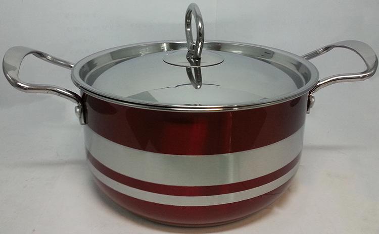 Factory direct sales of stainless steel color eight-piece set, all-steel lid pot, household soup pot, stewing pot, high-end gift pot details Picture