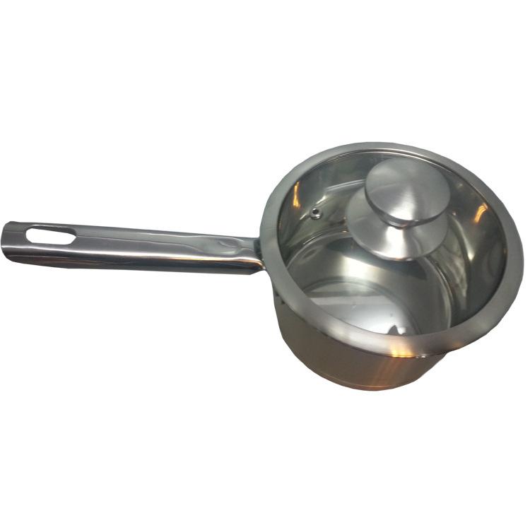 Factory direct sales of stainless steel milk pot, single-handle double-bottom non-magnetic milk pot, high-end household small cooking pot, steel handle gift pot