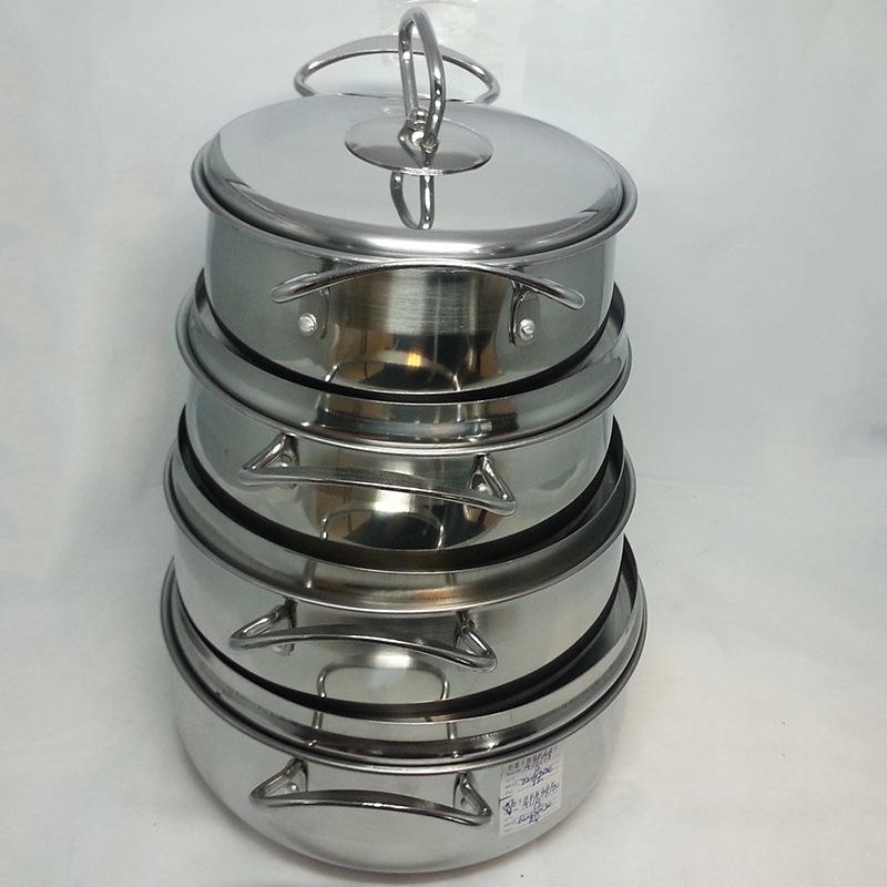 Factory direct sales of stainless steel pot set, four-piece set, wire ear pot, all-steel lid, household multi-purpose stewing and soup pot Specification image