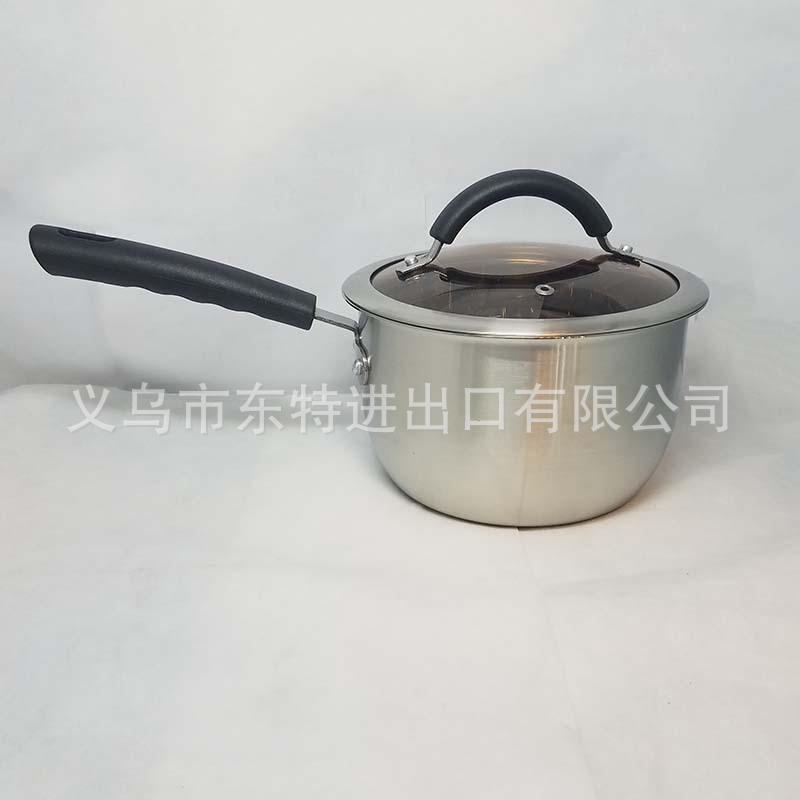 Factory direct sales of stainless steel glass lid single-handle milk pot, high-end gift noodle cooking pot, uncoated pot details Picture