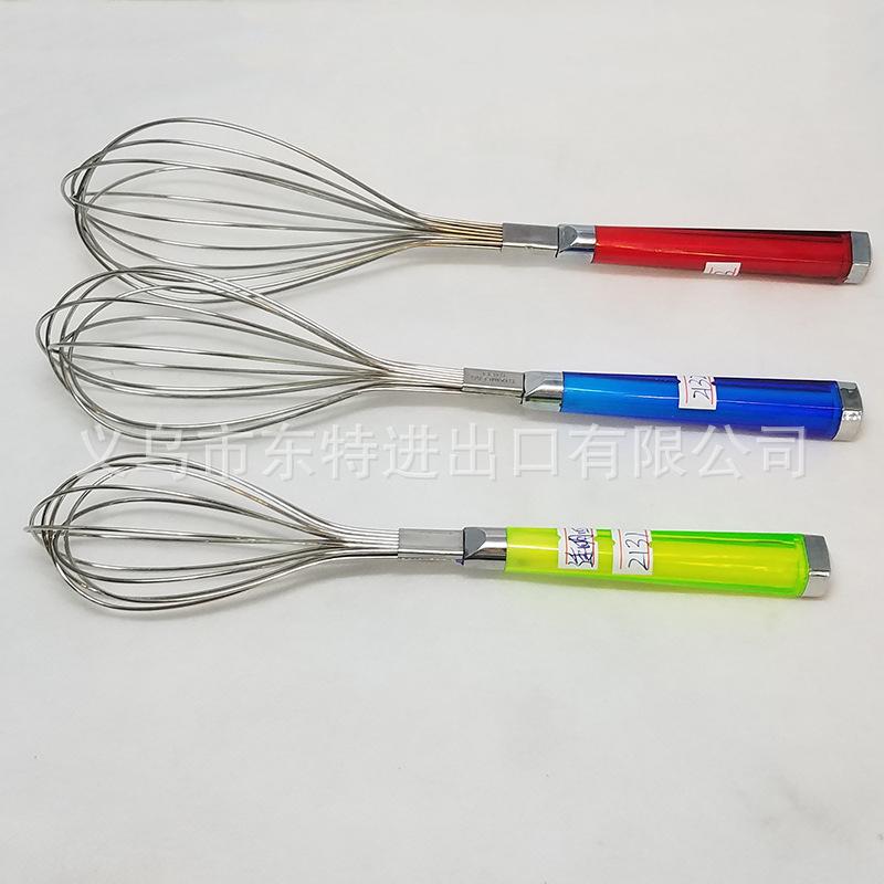 Factory direct sales of stainless steel egg beaters with transparent plastic handles, household baking supplies, manual egg beaters Specification image