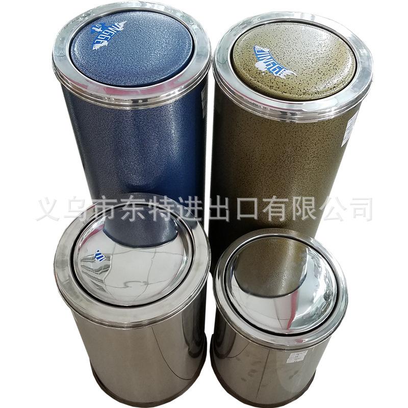 厂家直销不锈钢翻盖垃圾桶家用宾馆酒店商场果皮桶高档卫生桶白底实物图