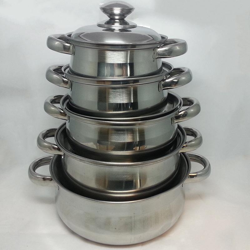Factory direct sales of stainless steel American-style pot sets, four-piece sets, all-steel LIDS and steel handles, soup POTS, household stewing POTS details Picture