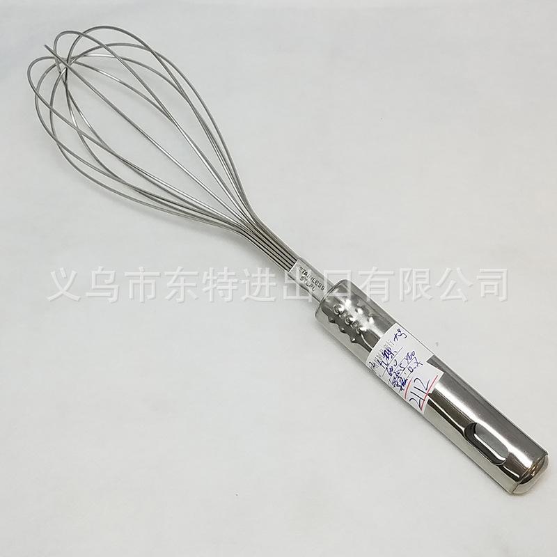 Factory direct sales of stainless steel nine-bead egg beater, steel-handled household baking supplies, manual egg beater Specification image