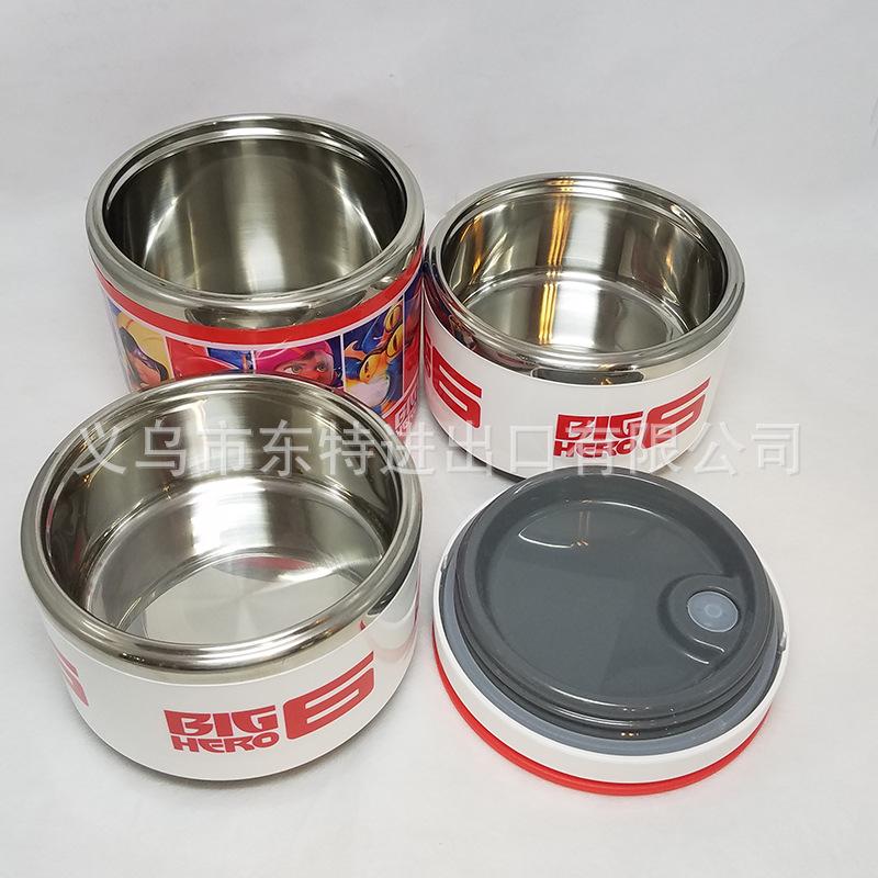 Stainless steel round lunch box in cartoon shape, children's Frozen Big white robot cat food box, student picnic lunch box Specification image
