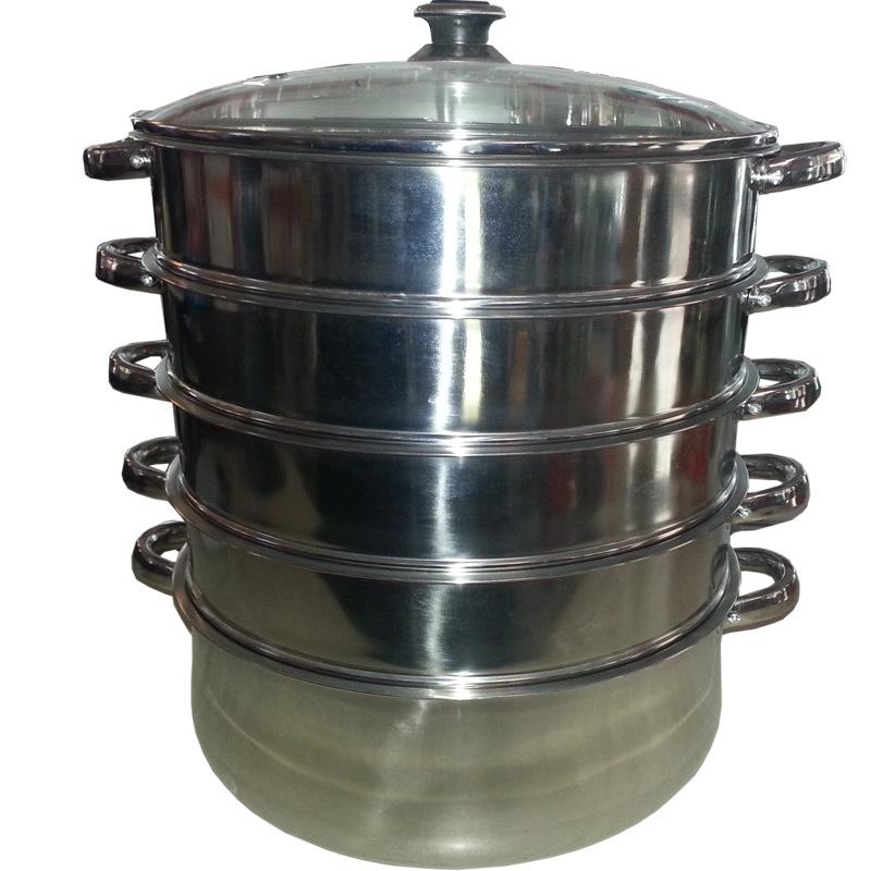 Factory direct sales of stainless steel double-ear steel handle 5-layer steamer, multi-functional household combination steamer Specification image