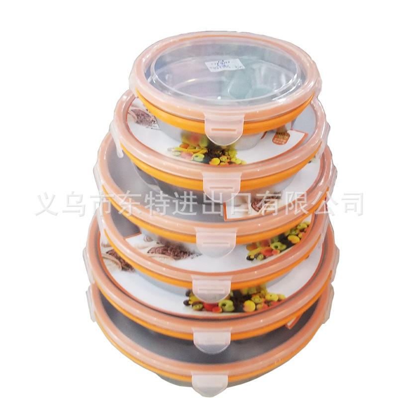 Stainless steel transparent lid children's fast food plate, anti-odor cross-contamination, multi-purpose sealed fast food box, kindergarten tableware