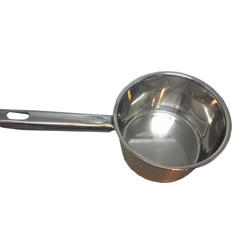 Factory direct sales of stainless steel milk pot, single-handle double-bottom non-magnetic milk pot, high-end household small cooking pot, steel handle gift pot details Picture