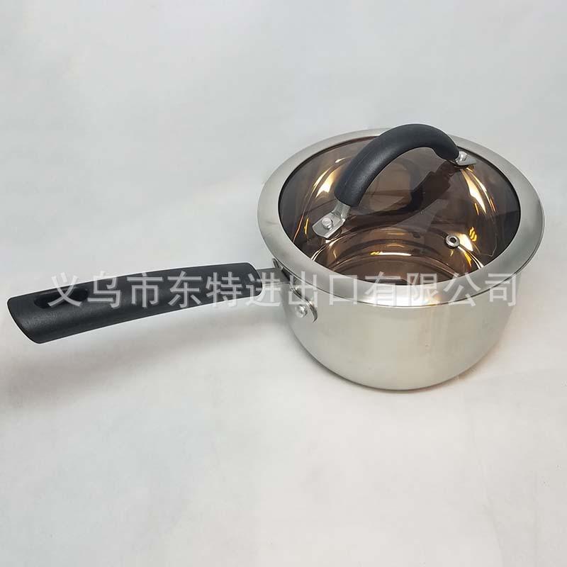 Factory direct sales of stainless steel glass lid single-handle milk pot, high-end gift noodle cooking pot, uncoated pot