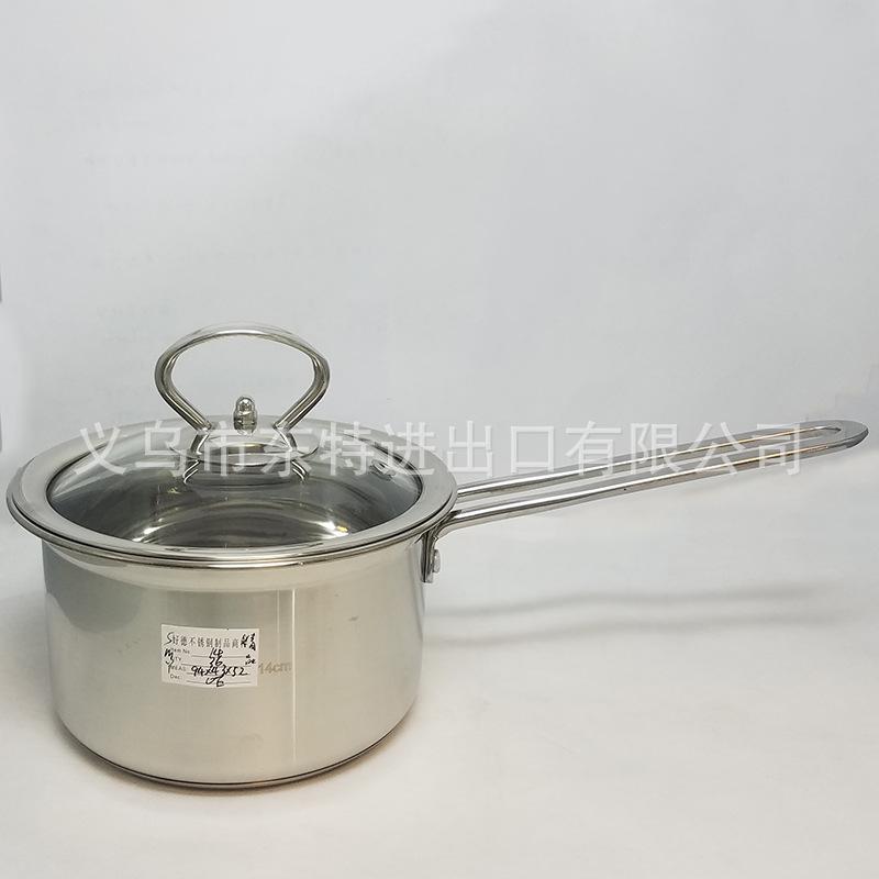 厂家直销不锈钢奶锅复底面条锅钢柄无磁宝宝辅食锅礼品锅产品图