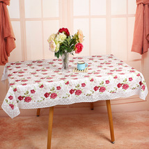 PVC贴棉花边桌布 防油防水免洗餐桌布长方形野餐布茶几桌垫台布