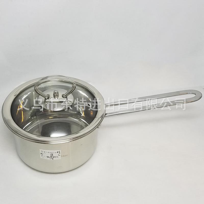 厂家直销不锈钢奶锅复底面条锅钢柄无磁宝宝辅食锅礼品锅细节图