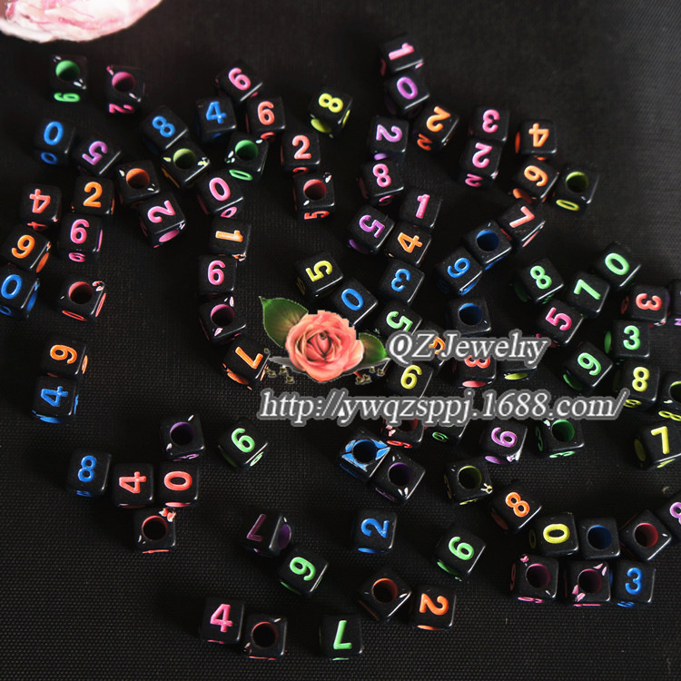 Factory direct sales of 7mm acrylic square water-washed letter beads, Arabic numeral beads, string accessory materials