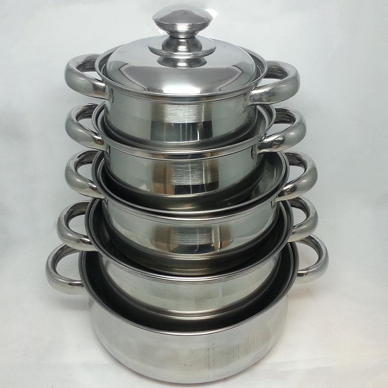 Factory direct sales of stainless steel American-style pot sets, four-piece sets, all-steel LIDS and steel handles, soup POTS, household stewing POTS Specification image