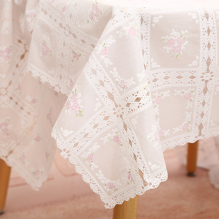 Factory direct new PVC lace tablecloth kitchen table waterproof oil table cloth hotel table cloth wholesale details Picture