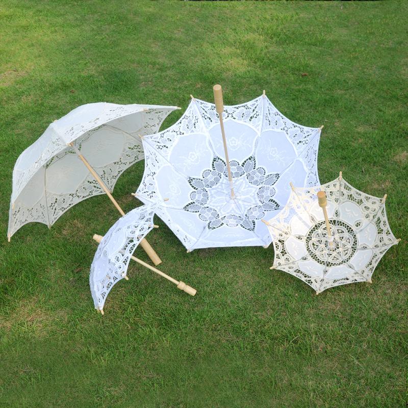 Wedding products are selling well. Wedding supplies: decorative umbrellas, court wedding lace umbrellas, bride lace umbrellas, white bridesmaids, flower girls, and wooden handle umbrellas Specification image