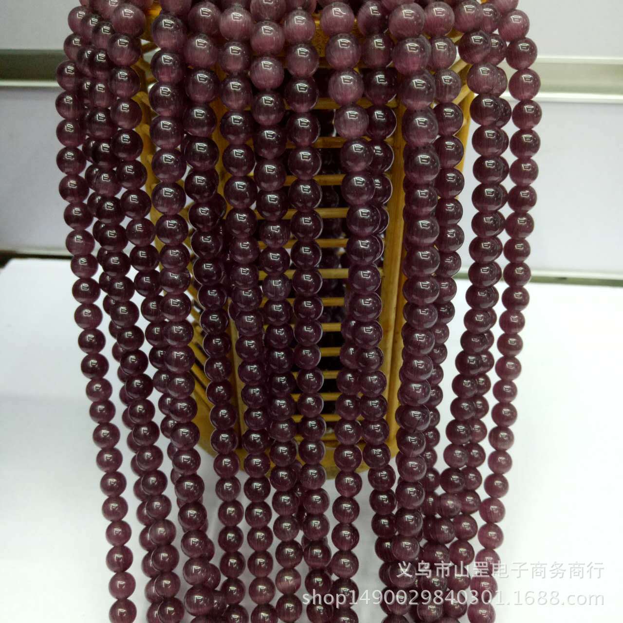 厂家直销深紫色猫眼石散珠批发 猫眼石圆珠半成品饰品配珠DIY手链