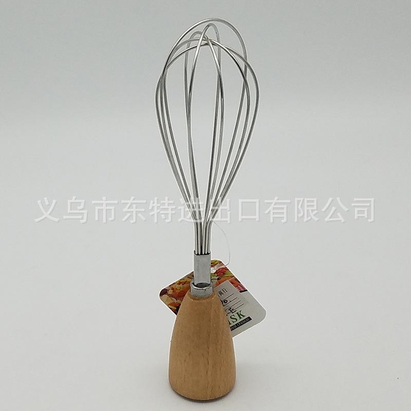 Factory direct sales stainless steel egg beater with oak handle, egg and cream baking mixer, household mini egg beater Item Picture