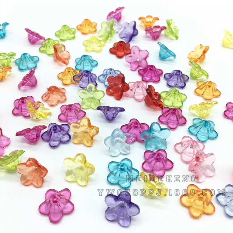 Ancient-style palace flower hairpins, lotus leaf flower acrylic transparent flower accessories, bride's headwear, five-leaf flower receptions, scattered beads